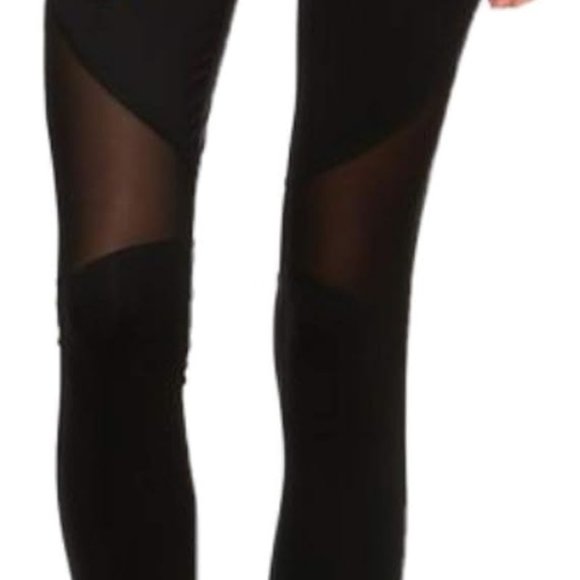 NWT Mono B Black Mesh High Rise Yoga Stirrup Leggings - Picture 4 of 7